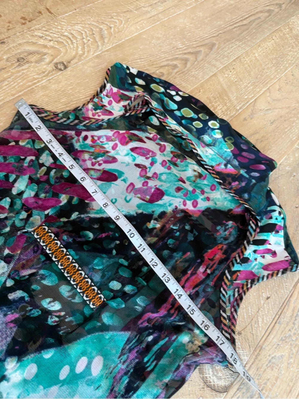 ANAC by Kimi Printed Cap Sleeve Dress in Teal and Pink M - Picture 6 of 8